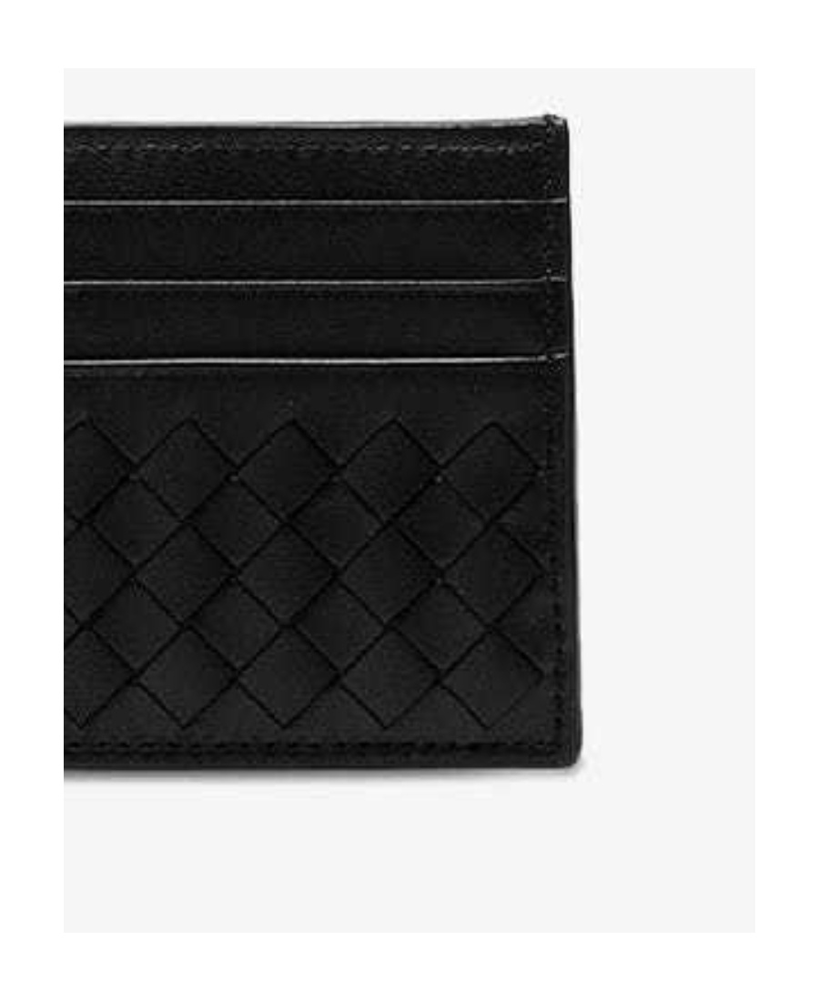 Bottega Veneta Womens Intrecciato Leather Card Holder Black-gold In Black