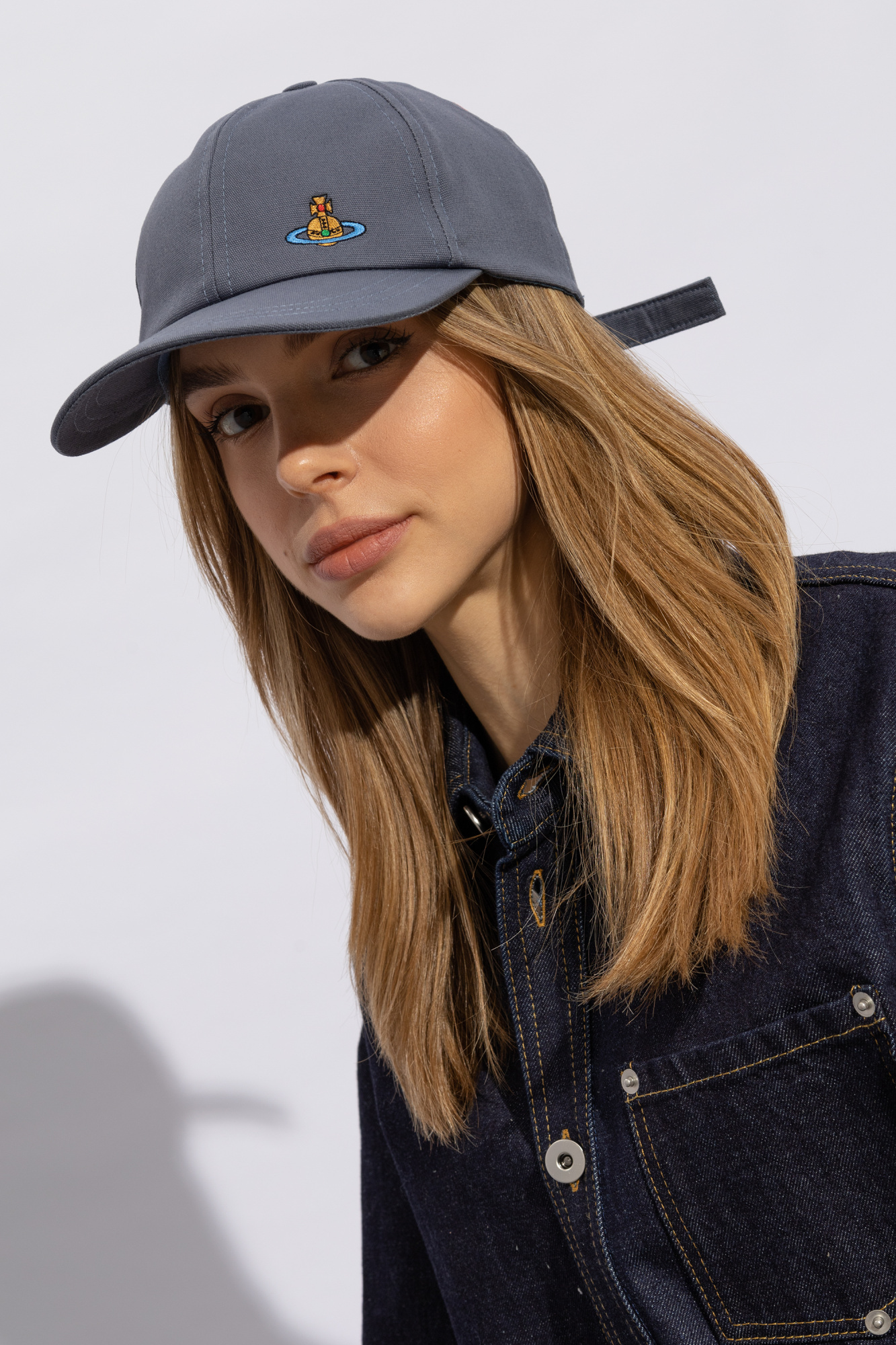 Vivienne Westwood Orb-embroidery Baseball Cap In Gray