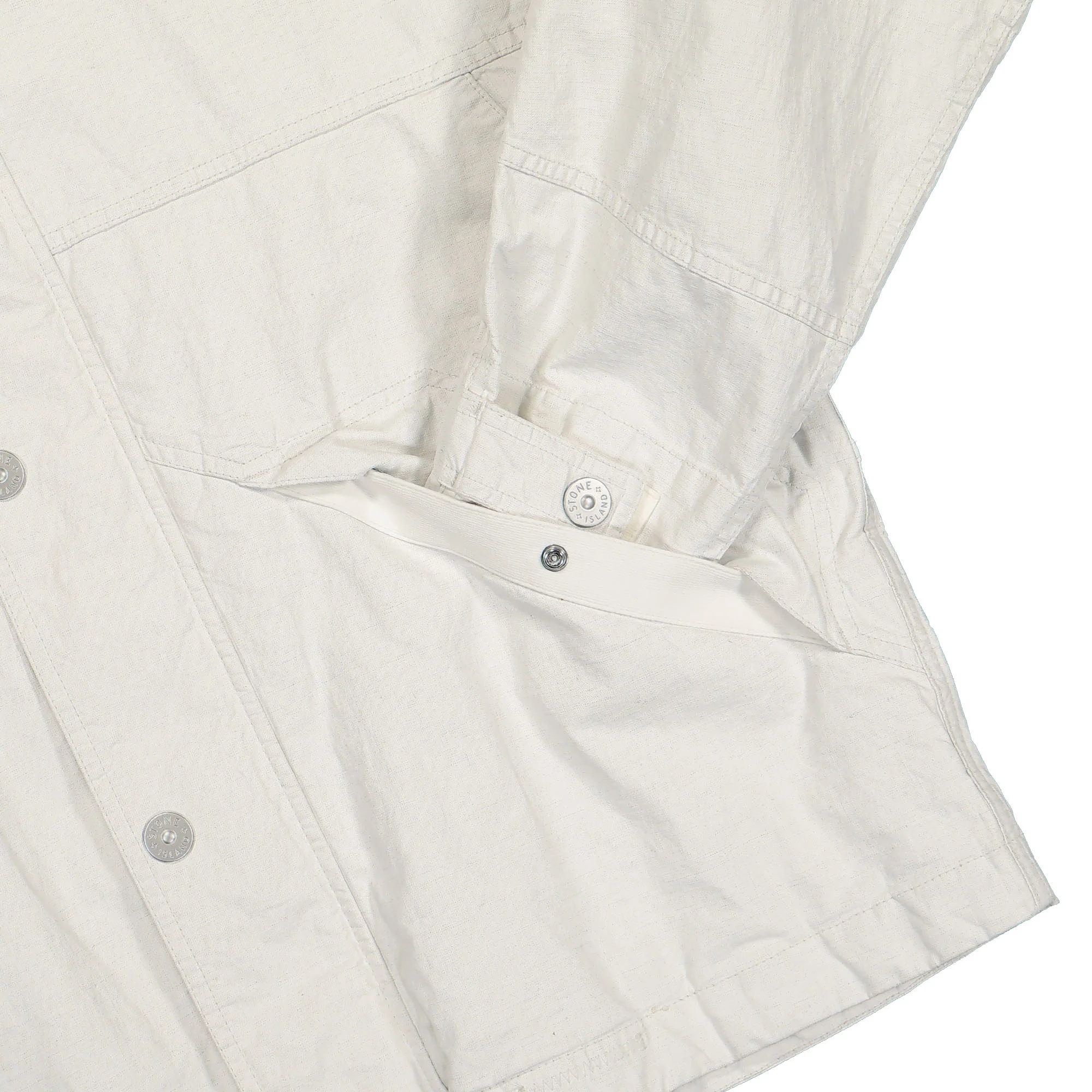 Stone Island White Jacket With Buttons And Hood In White