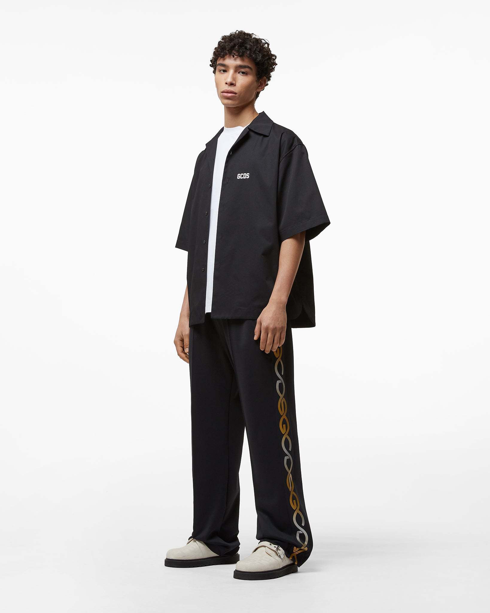 Gcds Reflective Printed Logo Sweatpants In Black