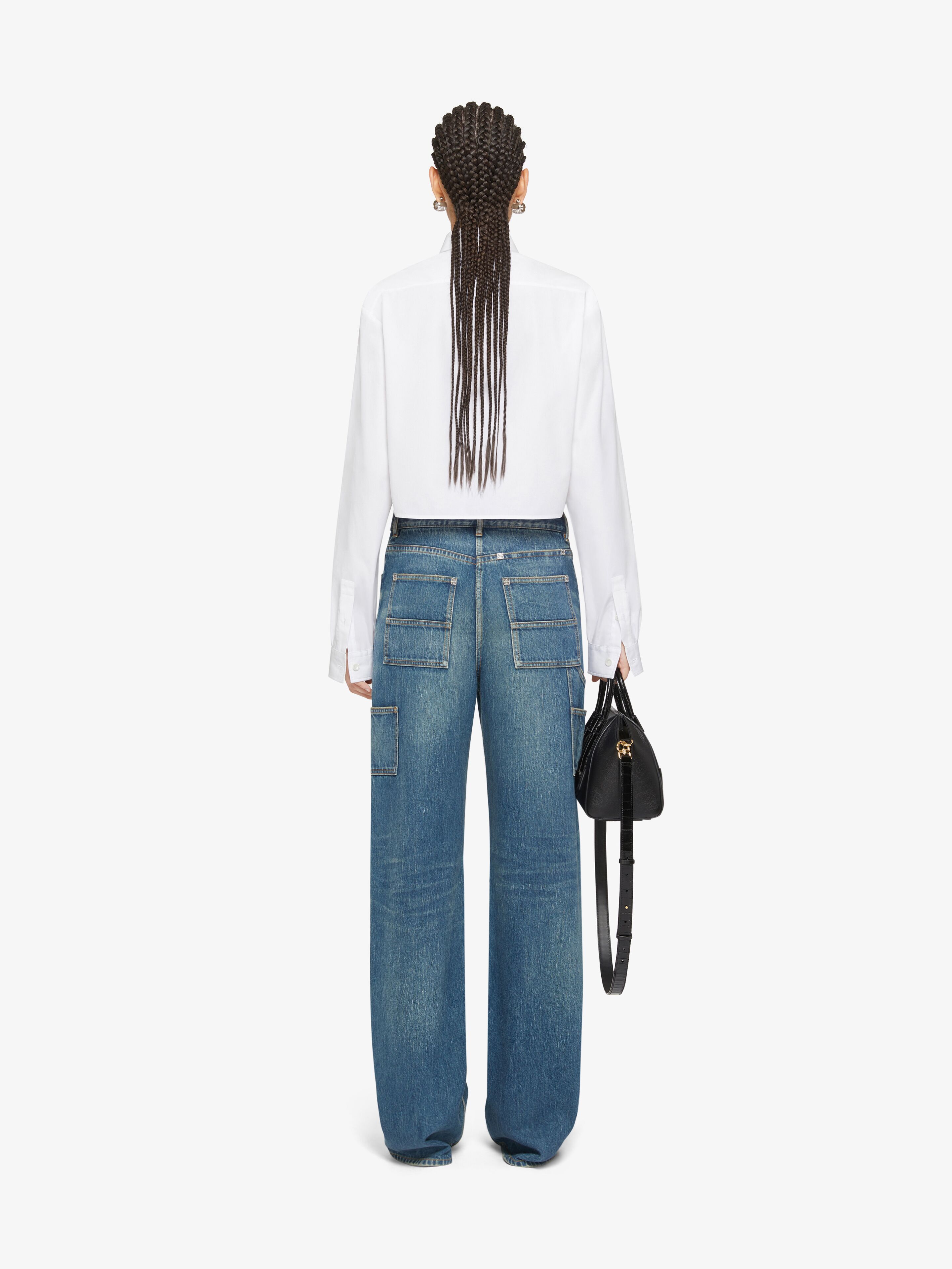 Givenchy 4g Logo Crop Cotton Poplin Button-down Shirt In White