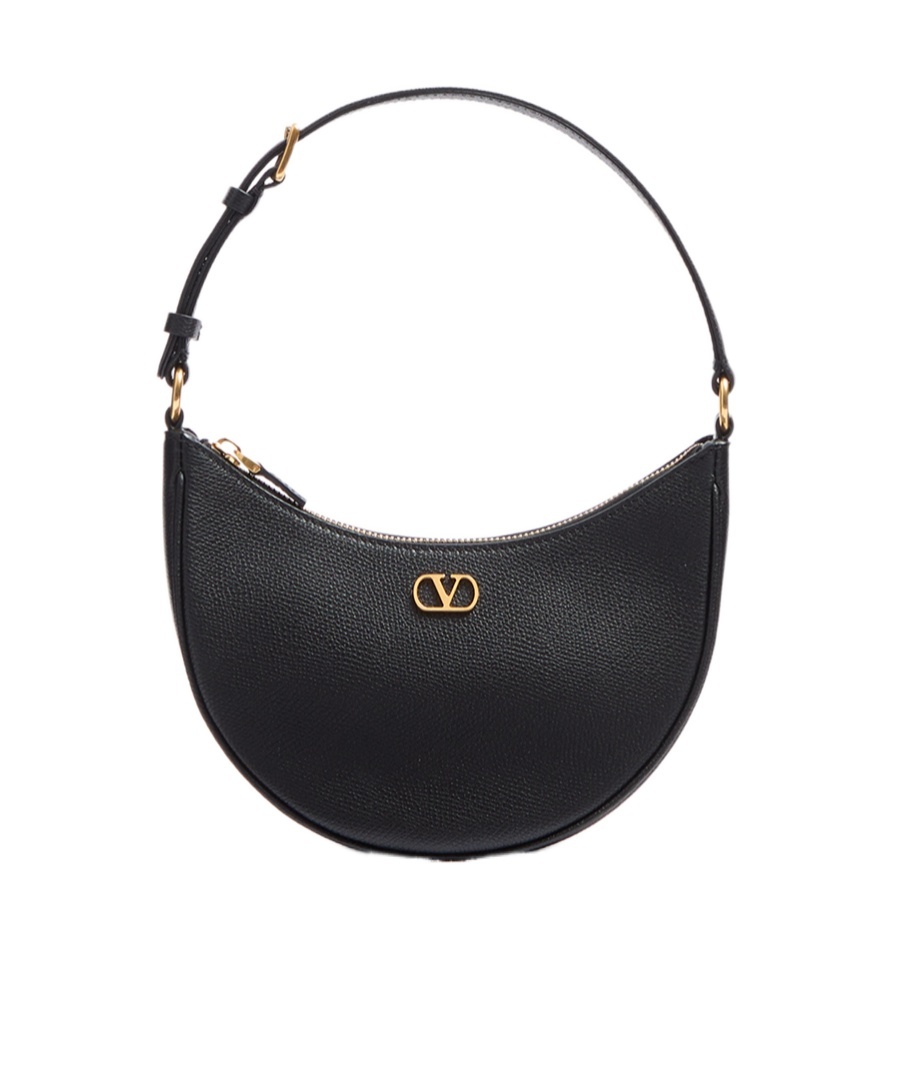 Valentino Garavani Vlogo Signature Mini Leather Hobo Bag In Black