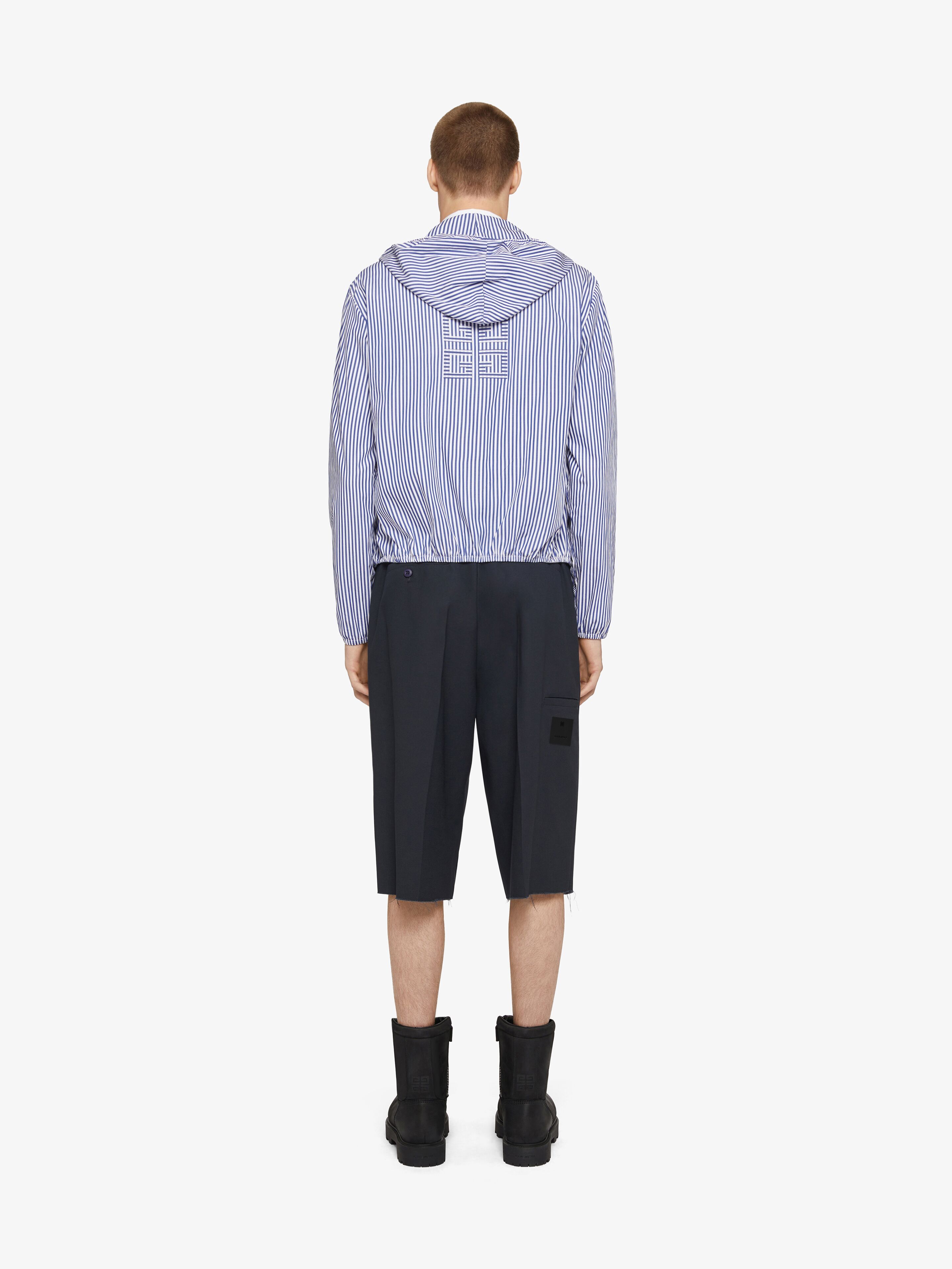 Givenchy Striped Hooded Cotton Jacket In Blue