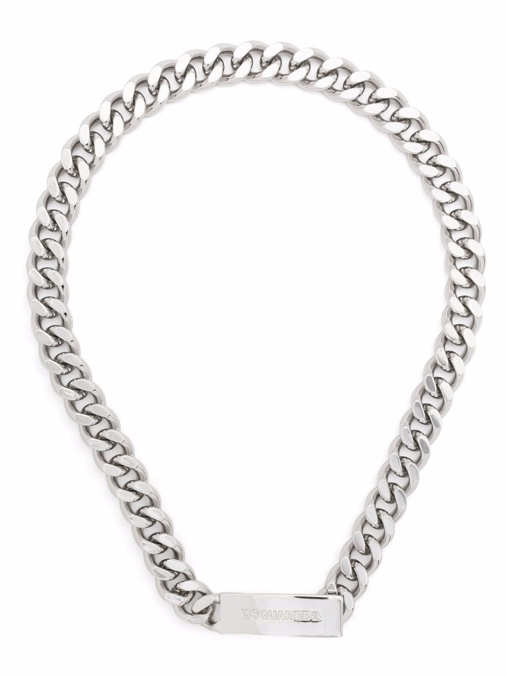 Shop Dsquared2 Logo Plaque Chain-link Necklace In Gray
