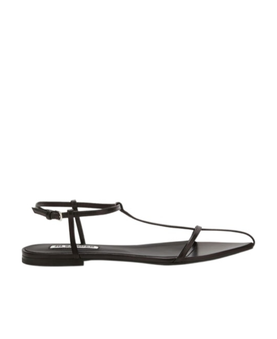 Shop Jil Sander Flat Sandals In Black
