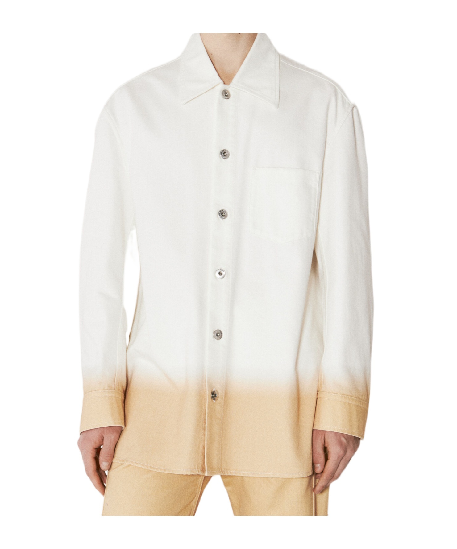 Lanvin Gradient Effect Curved Hem Shirt In White
