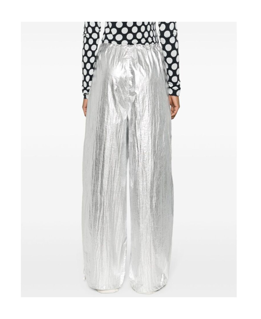 Mm6 Maison Margiela Drawstring-fastening Metallic Trousers In Gray