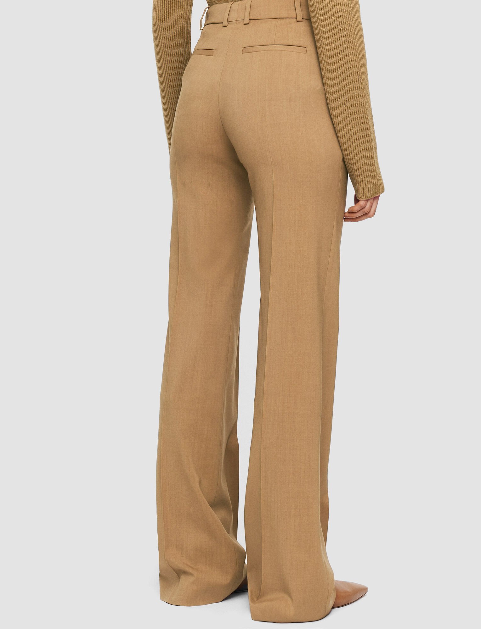 Shop Joseph Straight-leg Virgin-wool Trousers In Brown