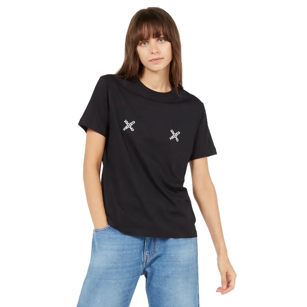 Kenzo Cross Logo-print T-shirt In Black