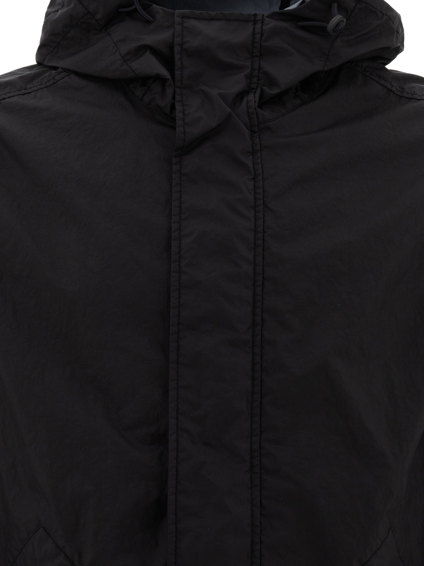 Stone Island Compass Patch Hooded Jacket In Black