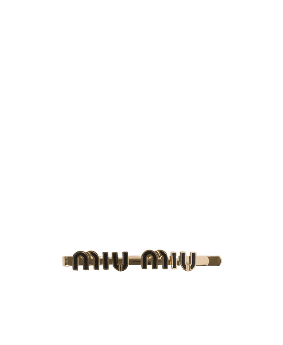Miu Miu Logo-lettering Hairclip In Black