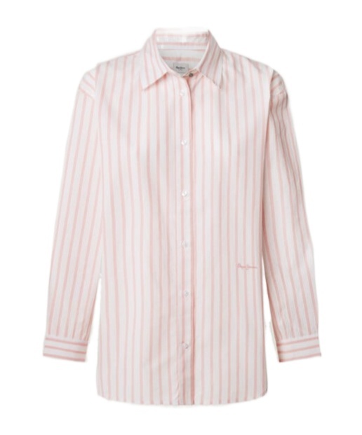 Pepe Jeans London Lapel Long-sleeved Shirt In Pale Pink