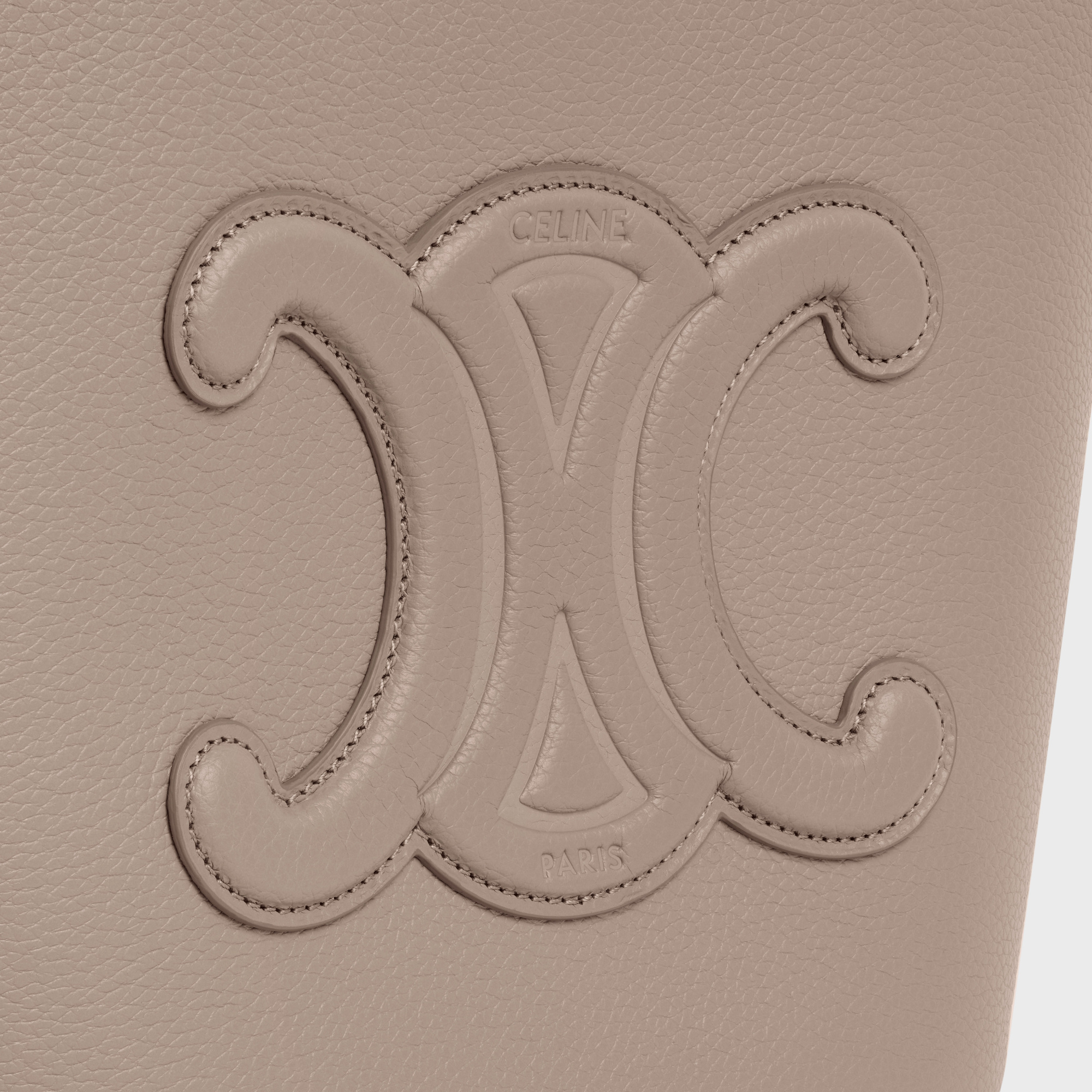 Celine Small Cuile Triomphe Logo Bucket Bag In Nude