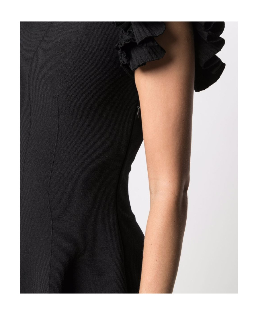 Alexander Mcqueen Ruffled Sleeve Mini Dress In Black