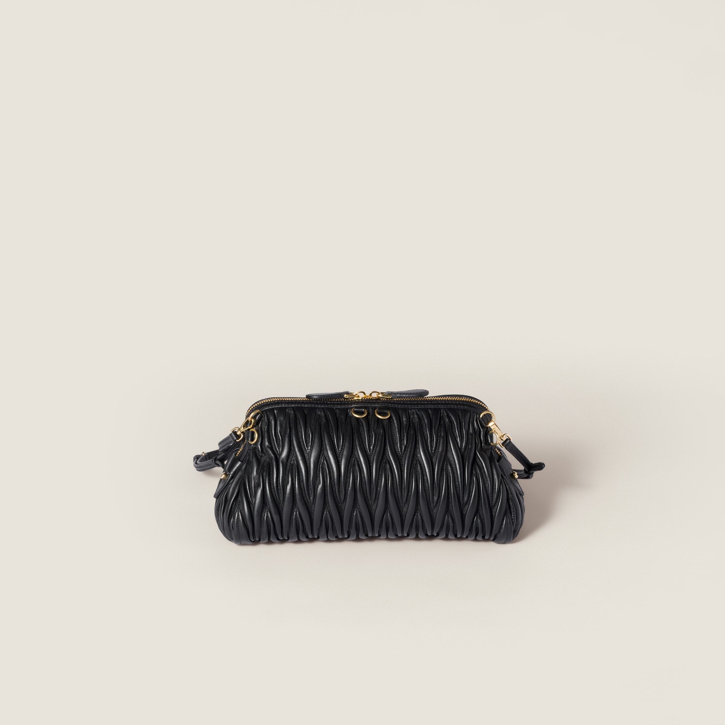 Miu Miu Matelassé Nappa Leather Clutch In Black