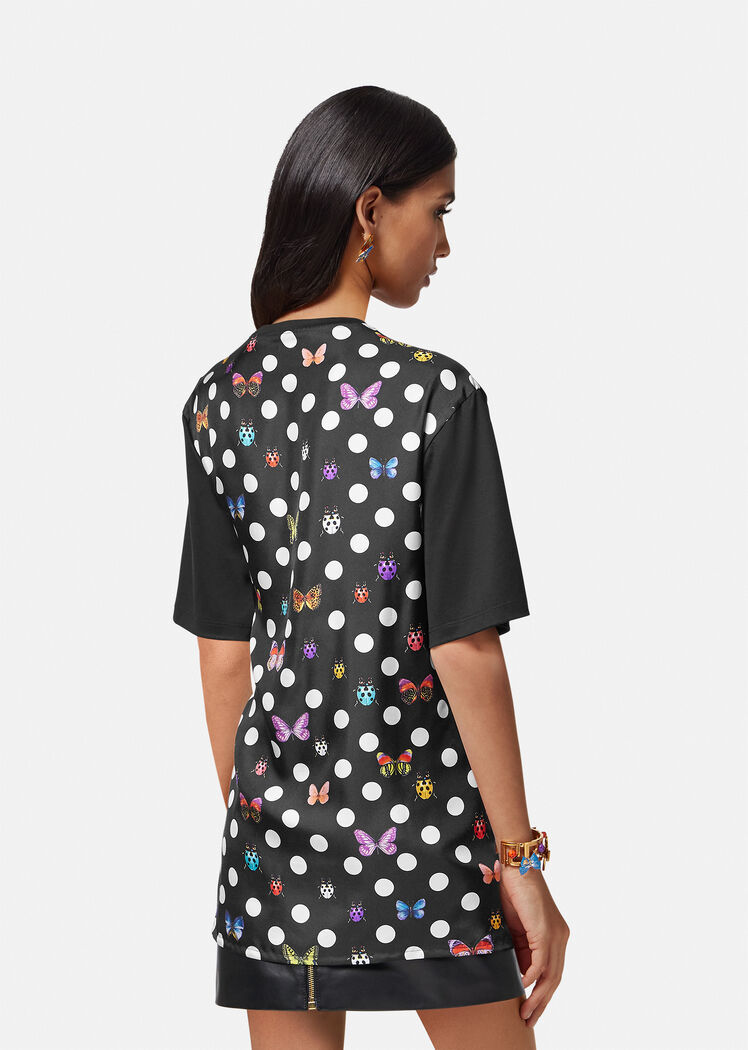 Versace X Dua Lipa Butterfly-print Safety-pin T-shirt In Black