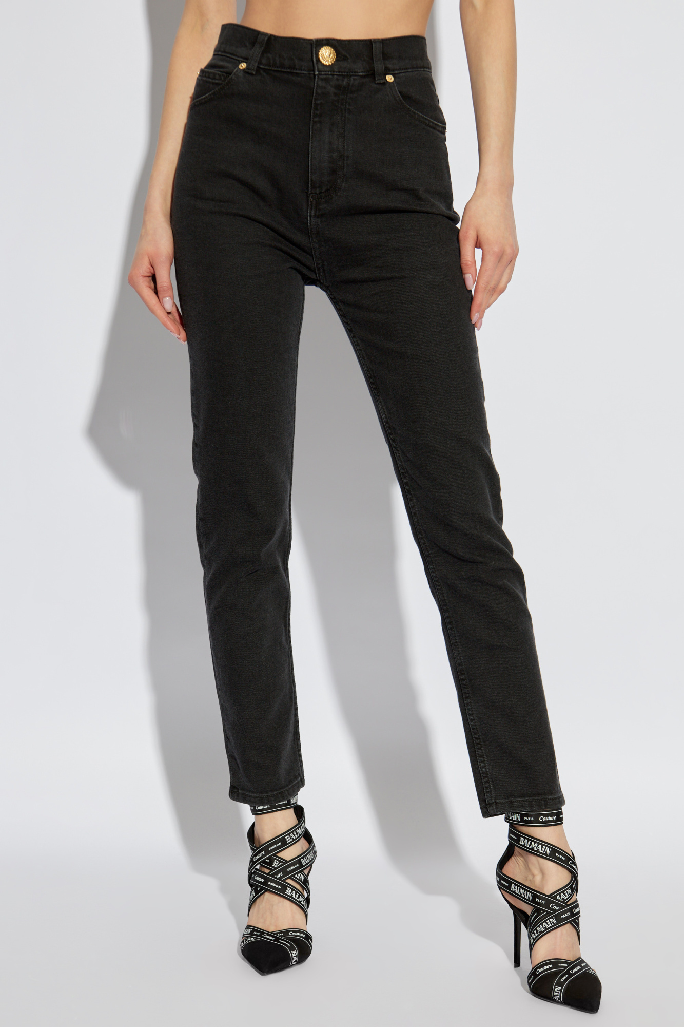 Balmain Belt-loop Jeans In Black