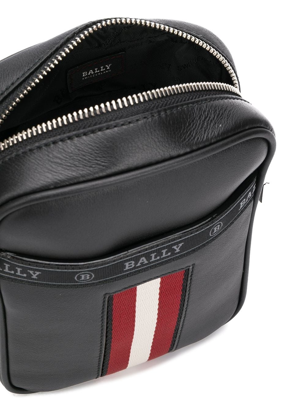 Bally Stripe Detail Logo Strap Messenger Bag In Black