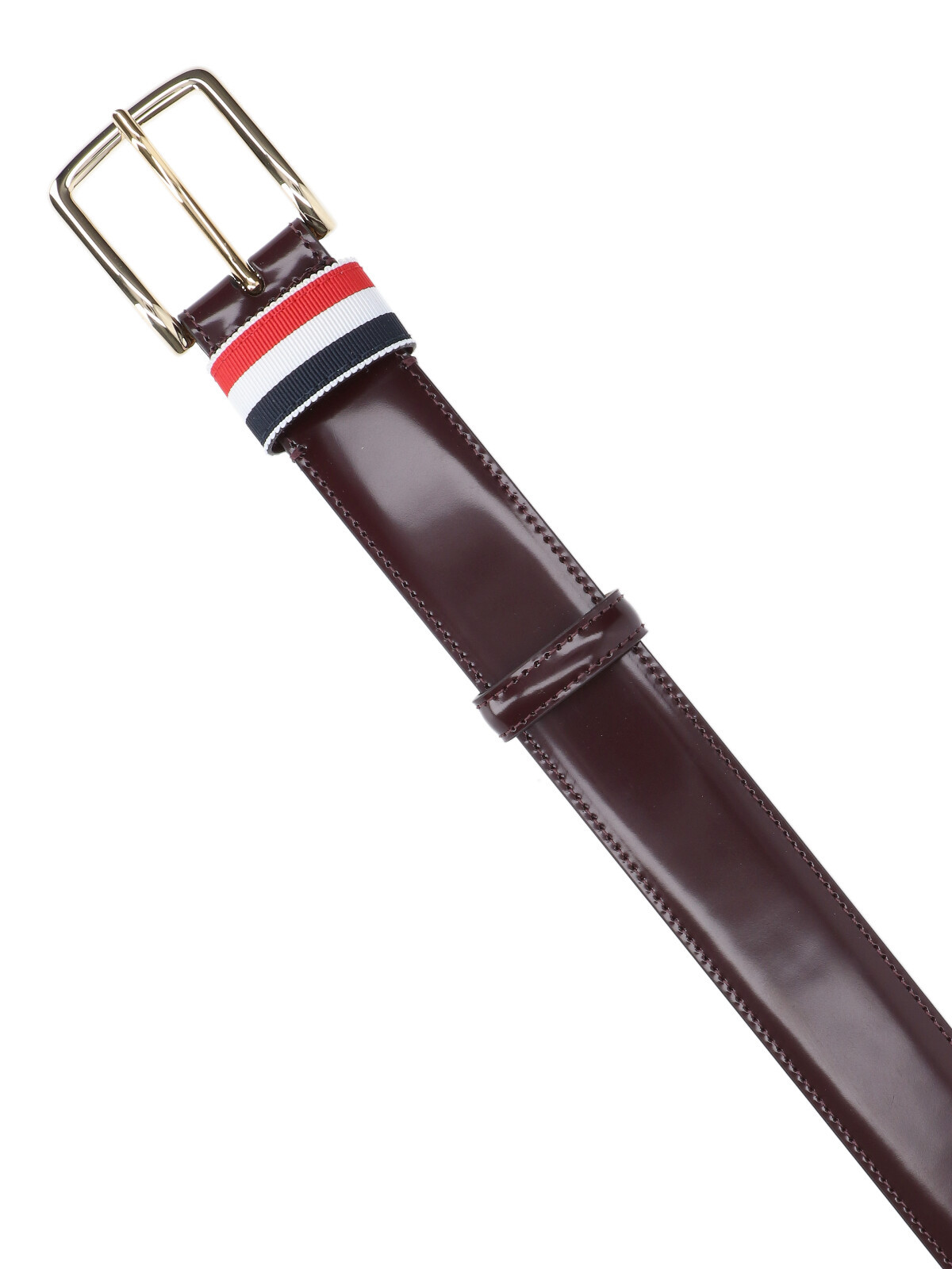 Thom Browne Striped Belt With Adjustable Fit And Gold-tone Buckle
