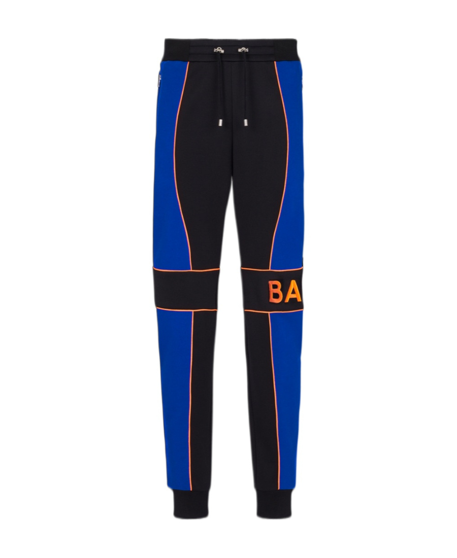 Shop Balmain Jogging Bottoms With  Logo Inserts In Black