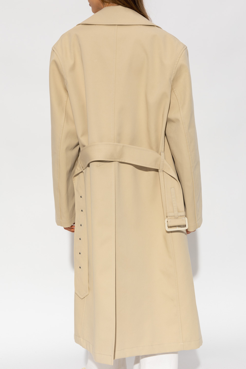 Lemaire Belted Double-breasted Coat In Nude