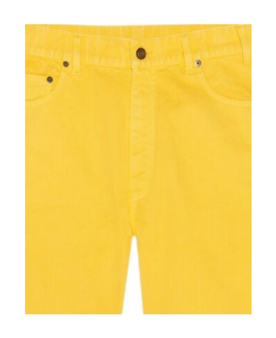 Saint Laurent Mid-rise Denim Shorts In Yellow