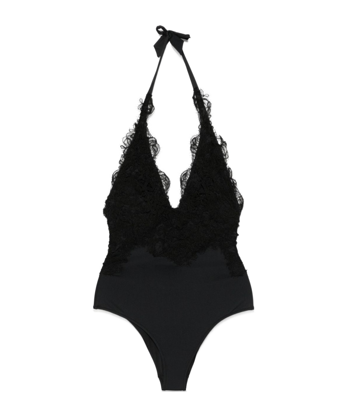 Ermanno Scervino Lace Detail V-neck Halter Swimsuit