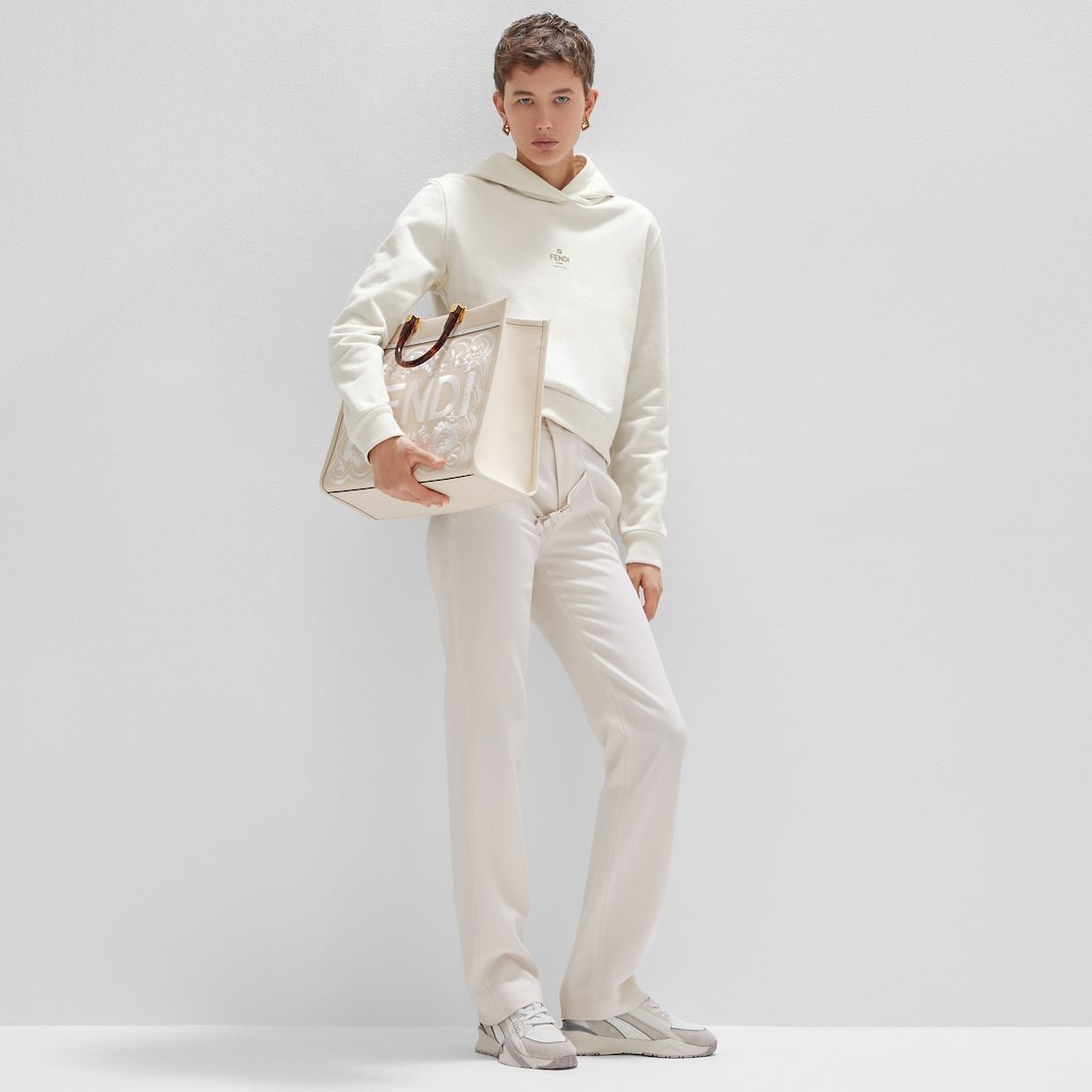 Fendi Flow Panelled Low-top Sneakers In White