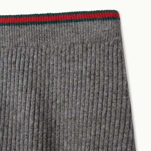 Gucci Soft Rib Felted Wool Pants In Gray