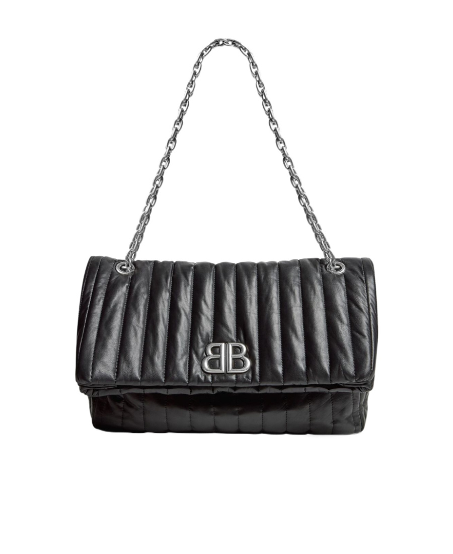 Balenciaga Monaco Quilted Shoulder Bag In Black