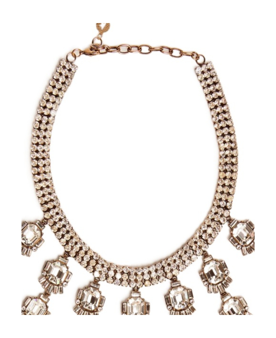Golden Goose Déco Jewelmates Collection Necklace In Old Gold Color With Baguette-shaped Drop Crystals In Gold