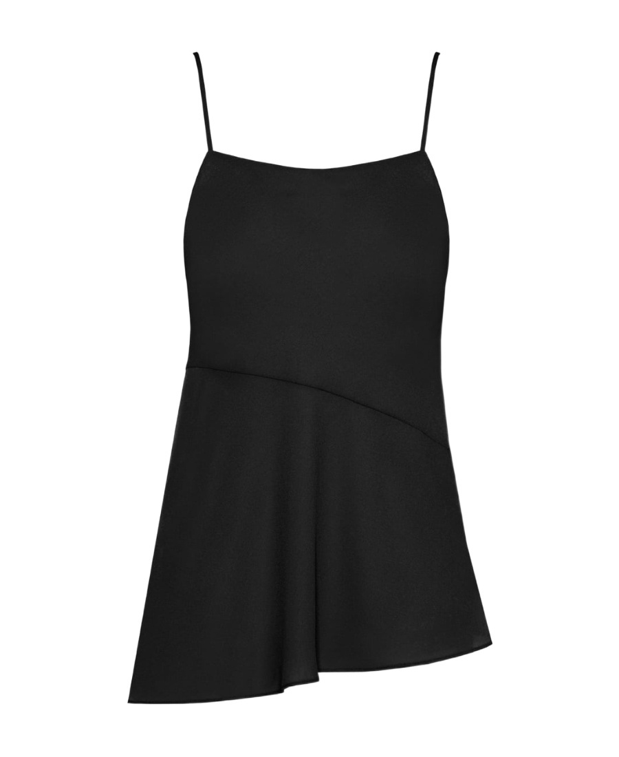Theory Draped Asymmetric Recycled-crepe De Chine Camisole In Black