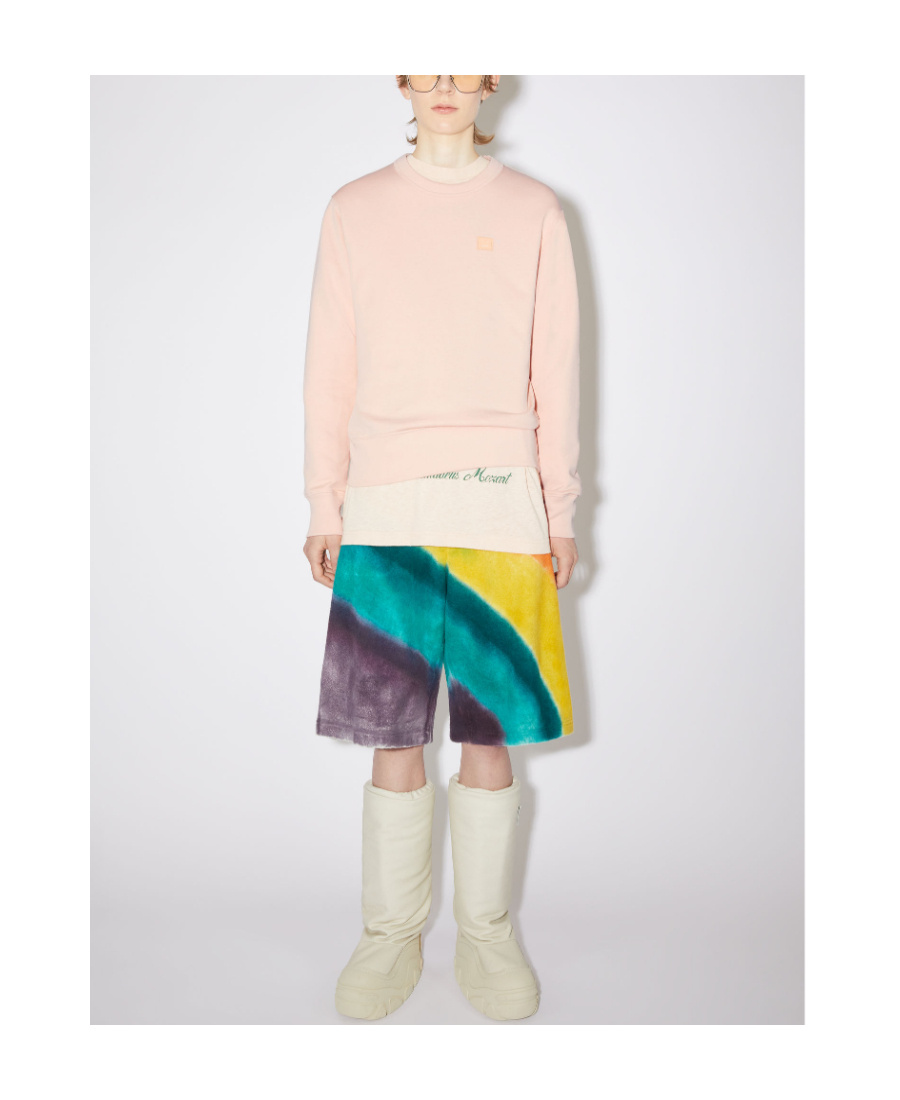 Acne Studios Face-patch Organic Cotton Sweatshirt In Nude