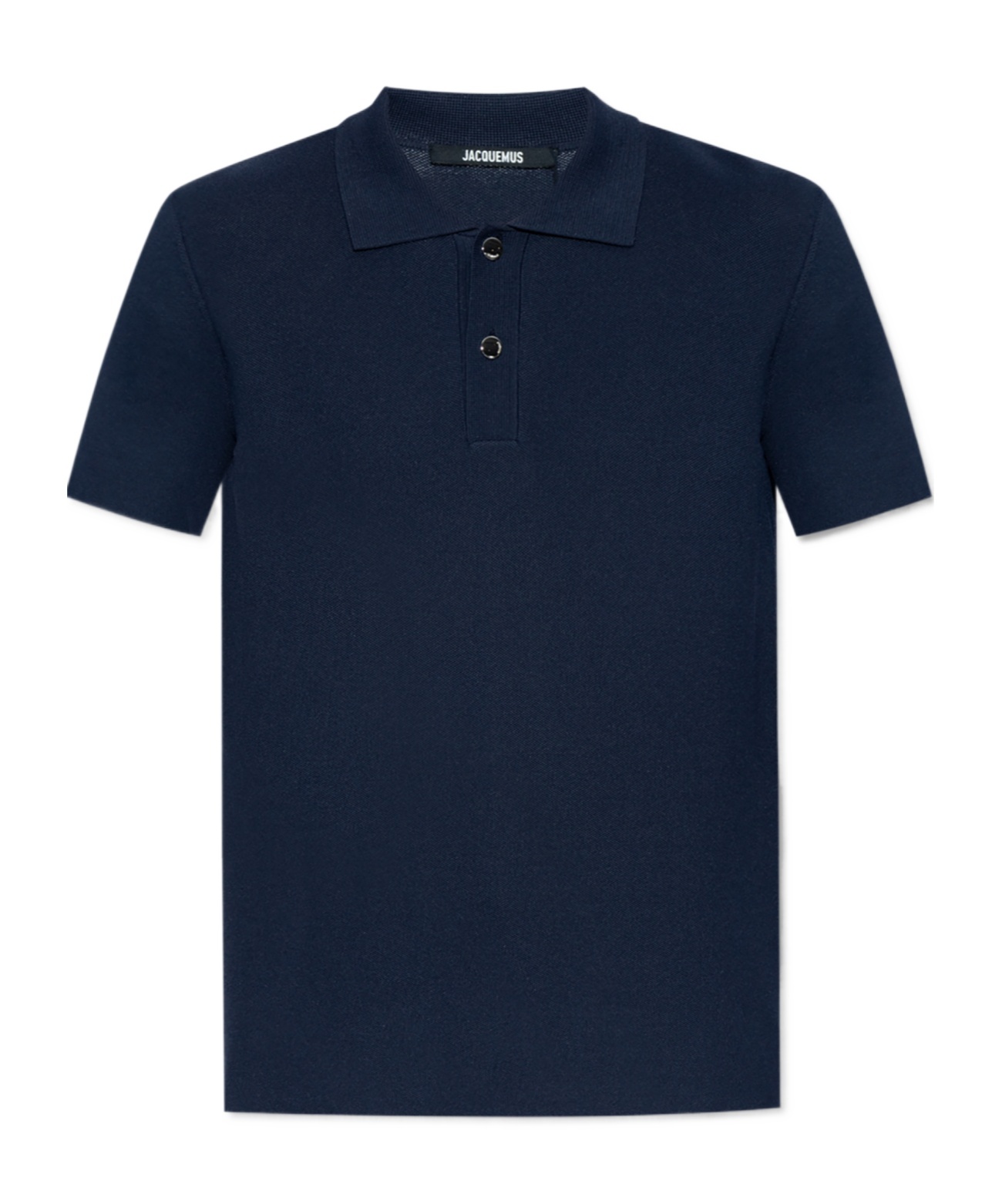 Jacquemus Short Sleeve Knit Polo With Classic Collar In Black