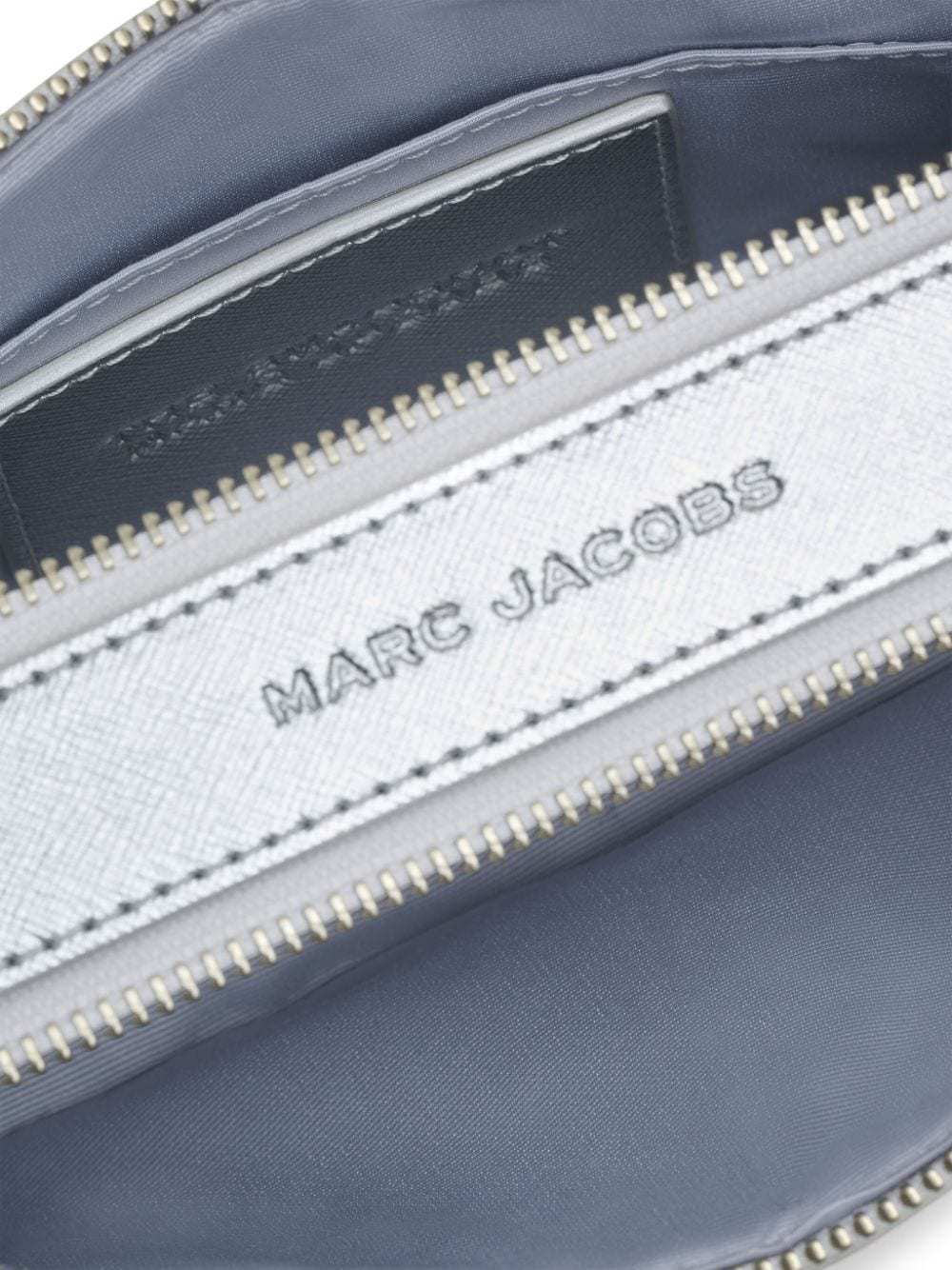 Shop Marc Jacobs The Snapshot Leather Crossbody Bag In Gray