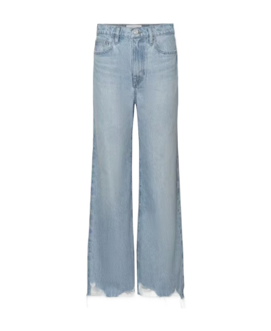 Frame Le Jane Raw-cut Hem Wide-leg Jeans In Gray