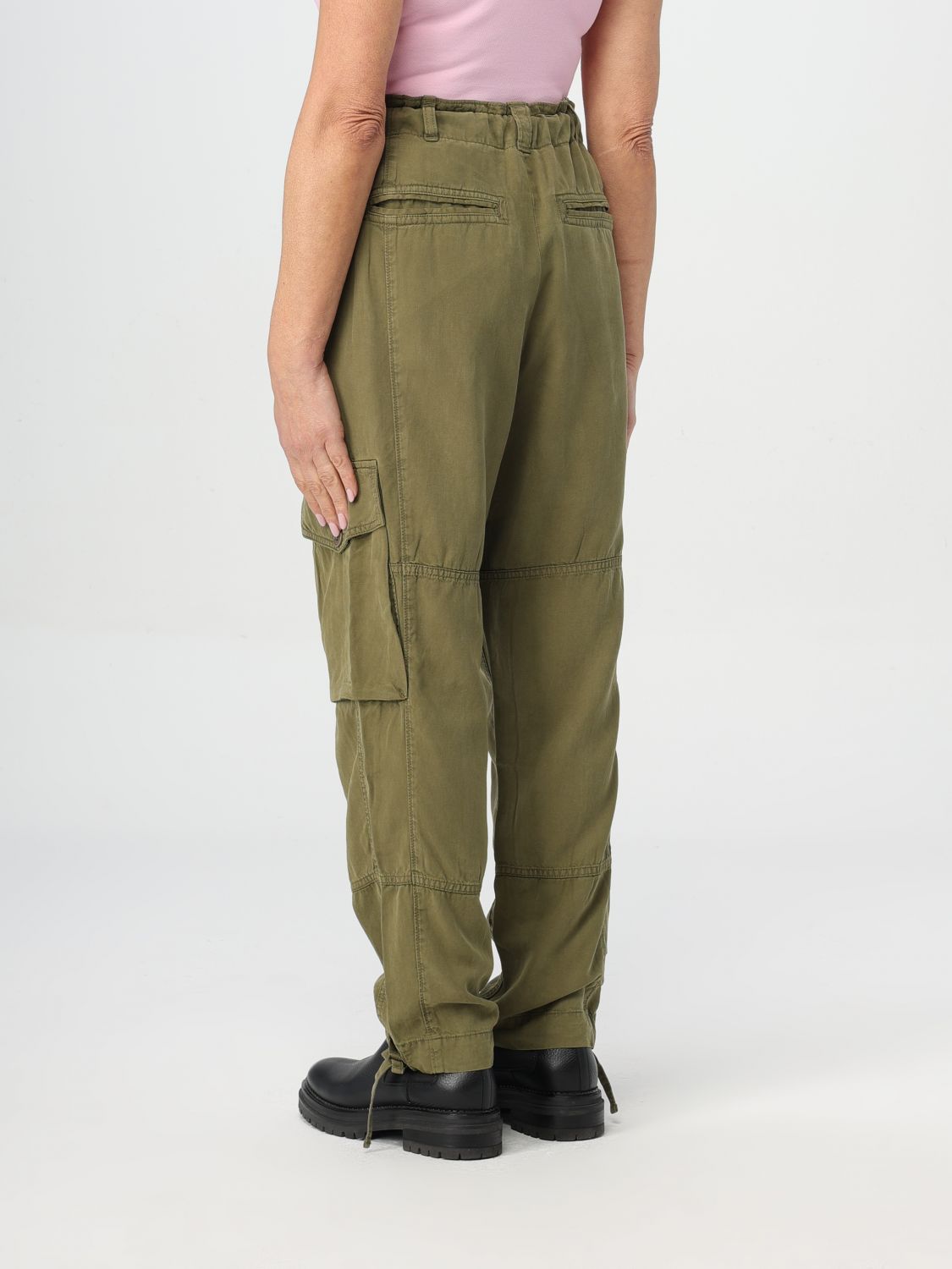 Polo Ralph Lauren Green Cargo Tapered Pants With Drawstring In Lyocell Blend Woman In Green