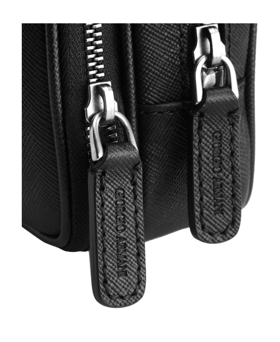 Giorgio Armani Logo Details Handbag In Black
