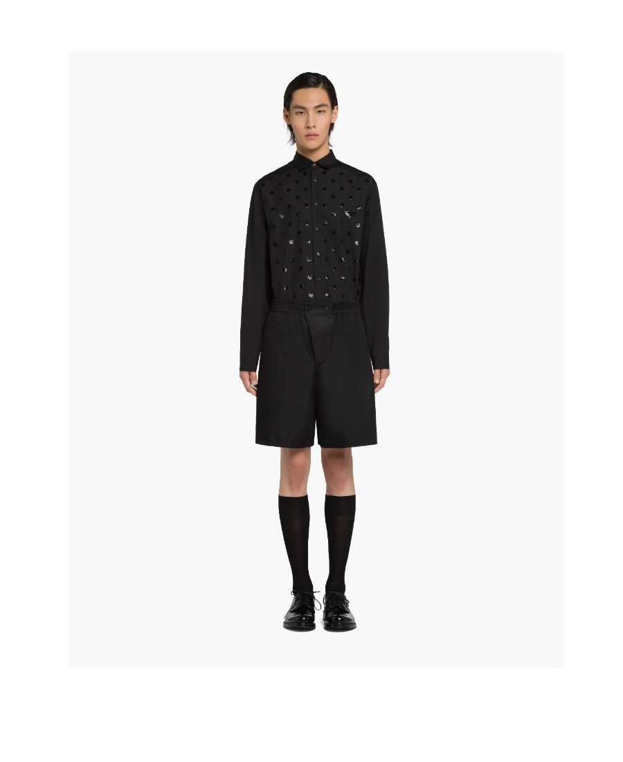 Prada Re-nylon Elasticated Waist Bermuda Shorts In Black