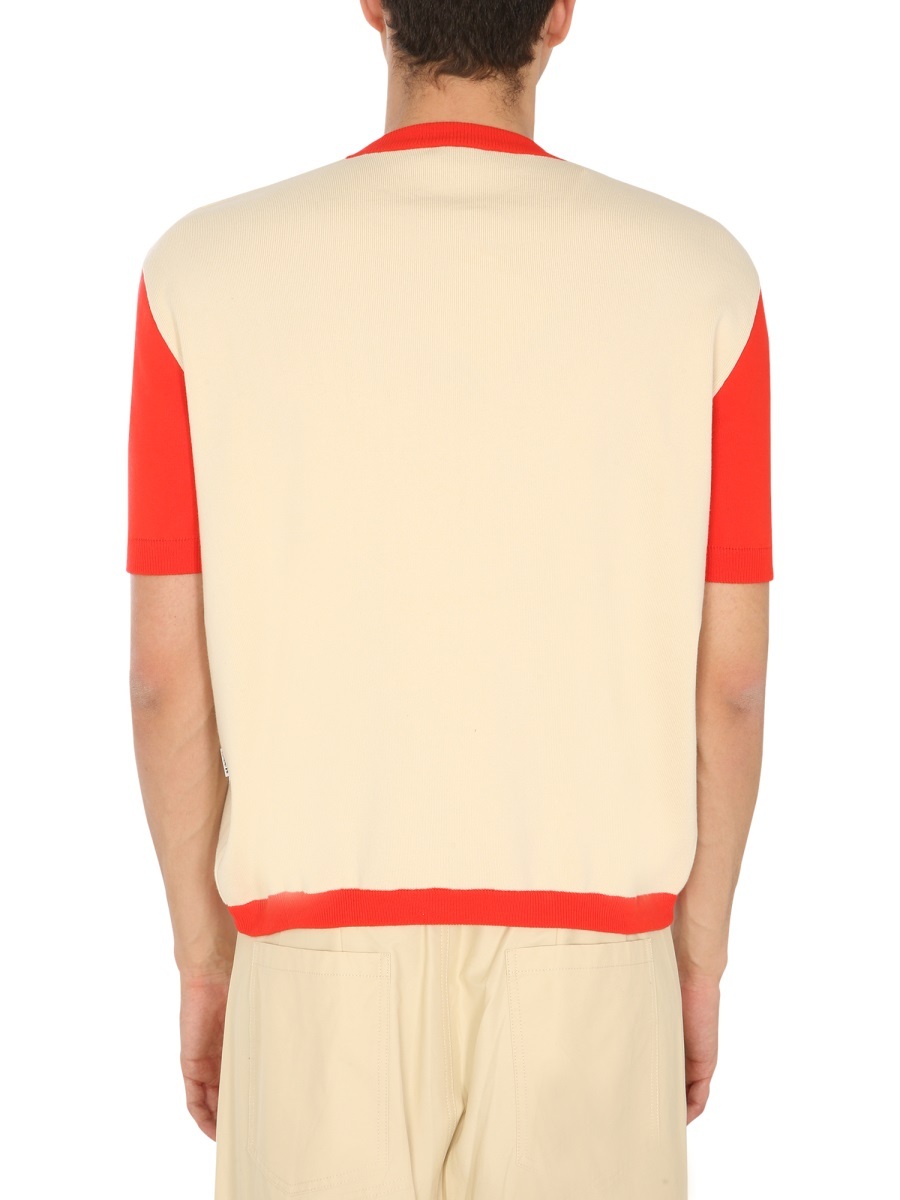 Sunnei T-shirt With Contrasting Profiles In Nude