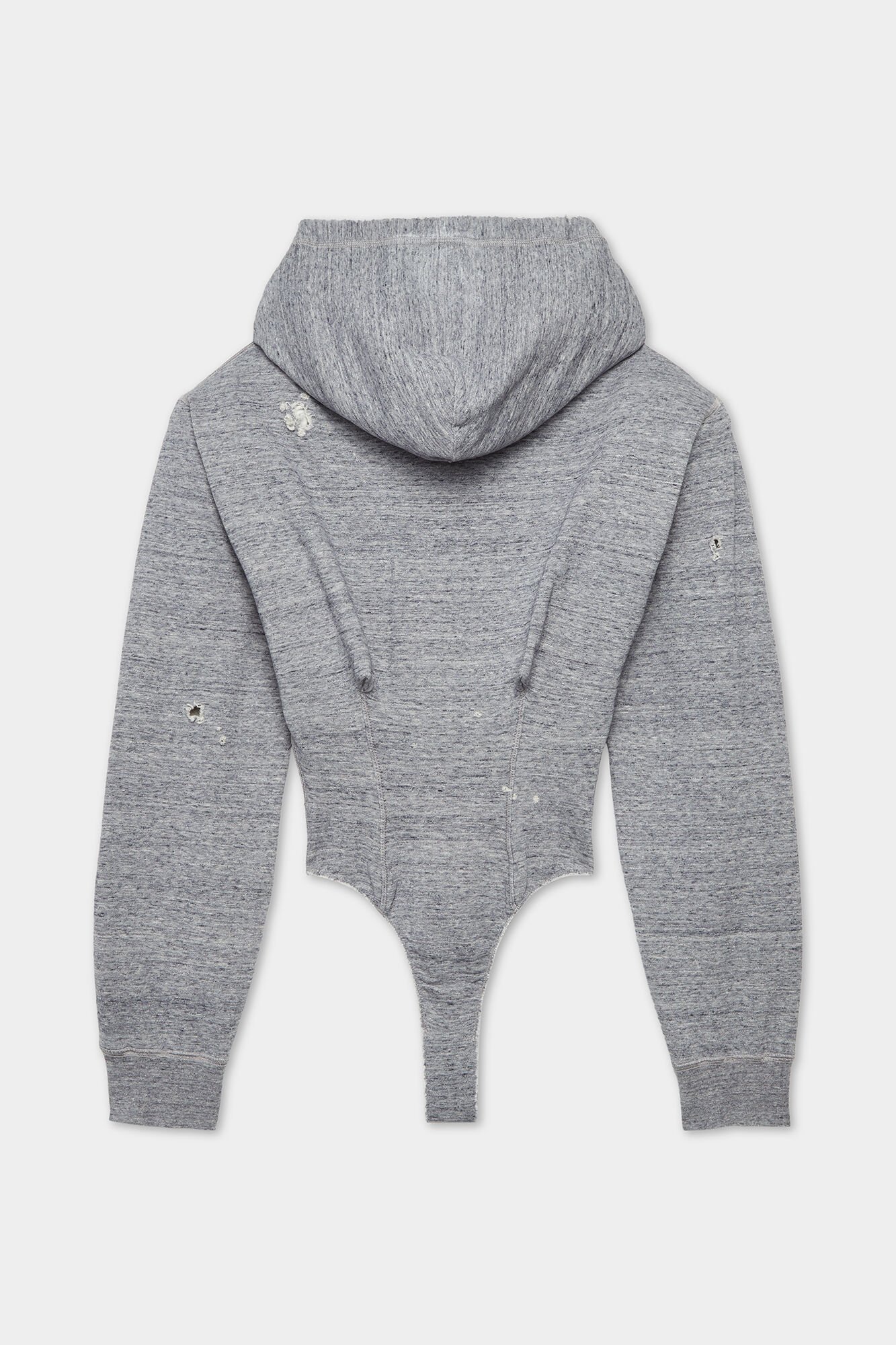 Dsquared2 Distressed-detail Hooded Bodysuit In Gray