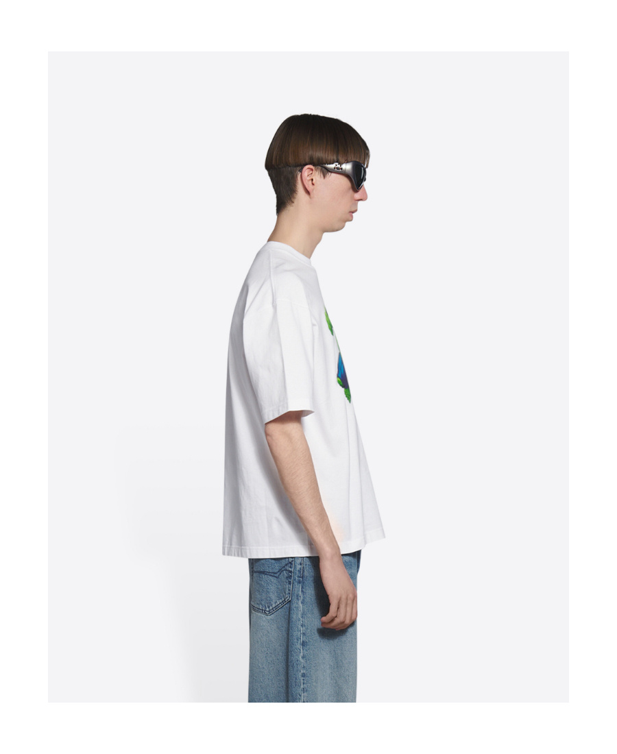 ★BALENCIAGA★ Graphic Logo Print Short Sleeve T-Shirt White Balenciaga Logo-print Short-sleeve T-shirt In White | ModeSens