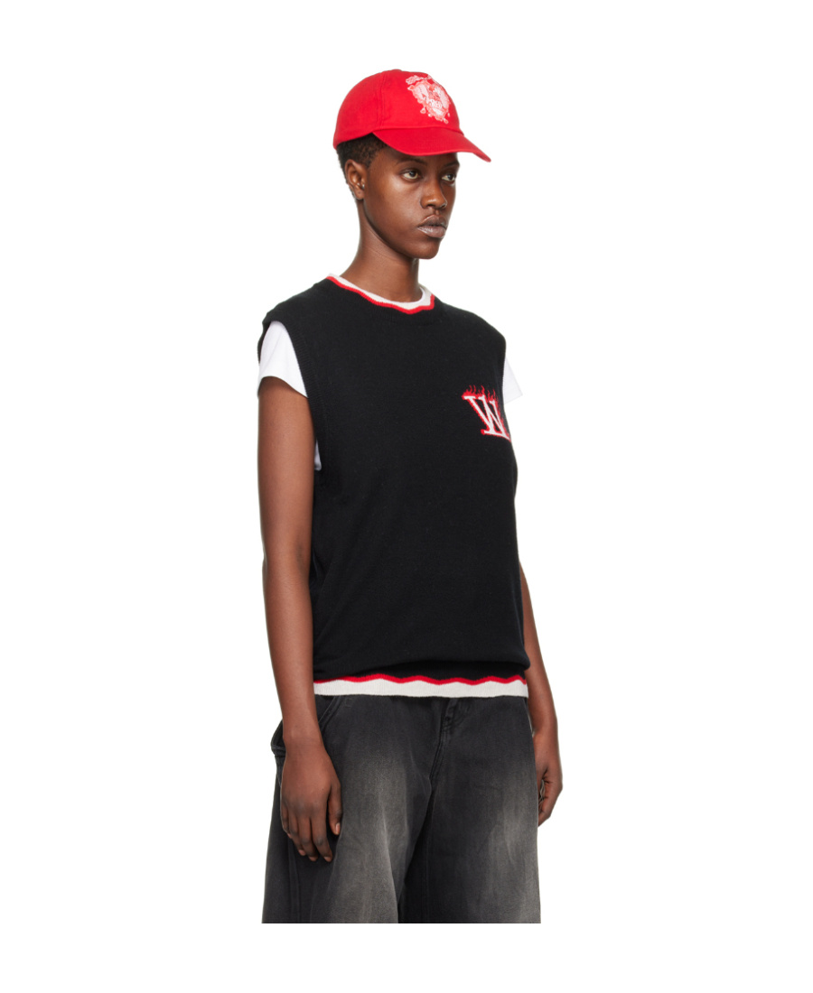 We11 Done Sleeveless Knitted Vest With Round Neck In Black