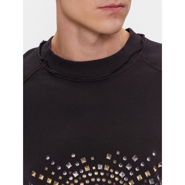 Shop Hugo Boss Logo-studded Cotton Sweatshirt In Black
