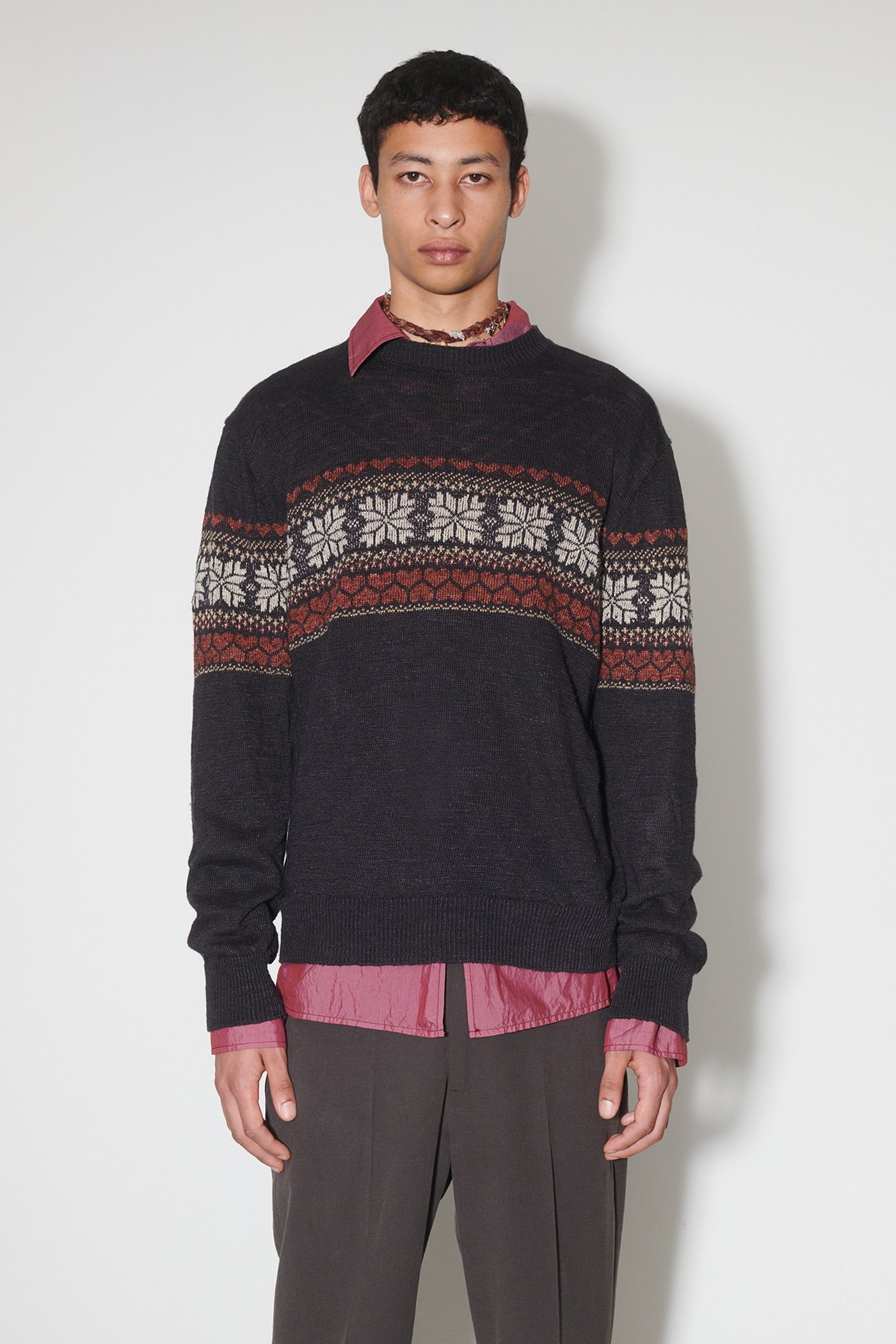 Our Legacy Base Crewneck Sweater Roundneck Patterned In Black