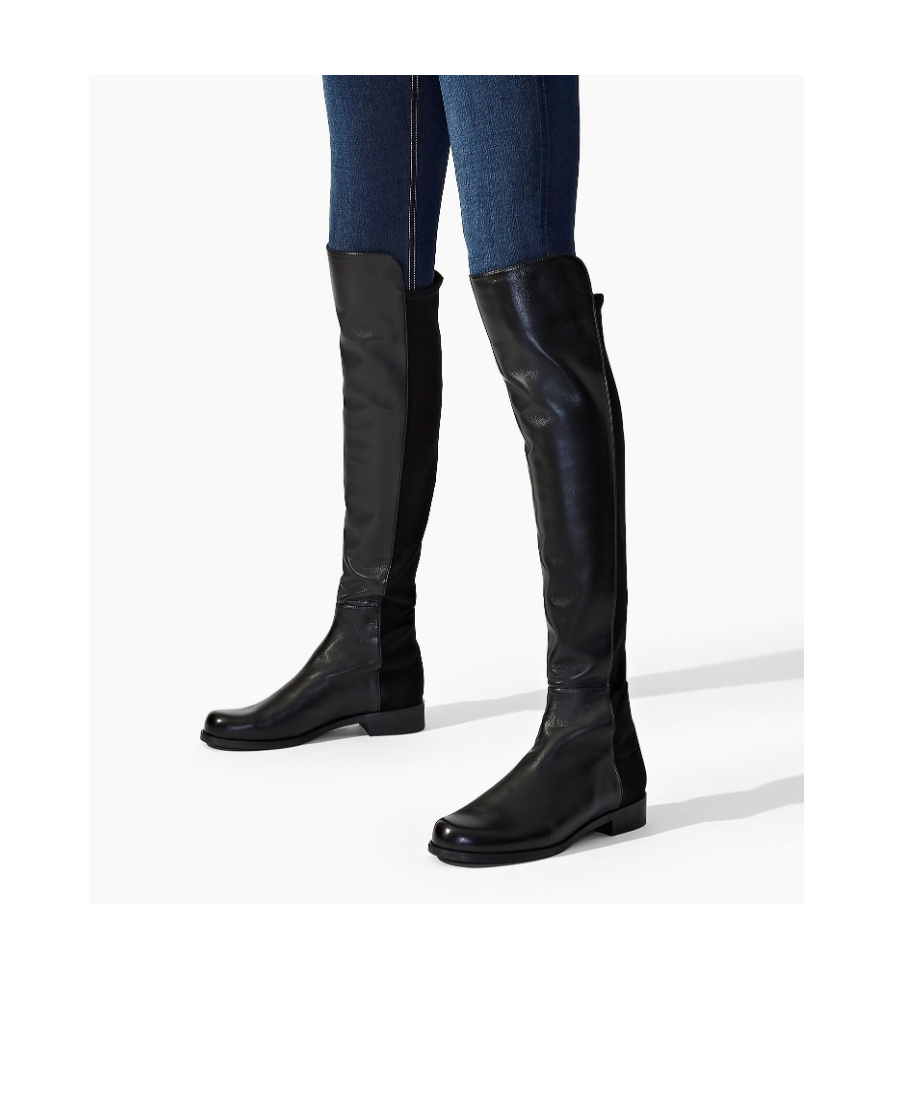 Stuart Weitzman 5050 Knee High Boots In Grey Suede In Black