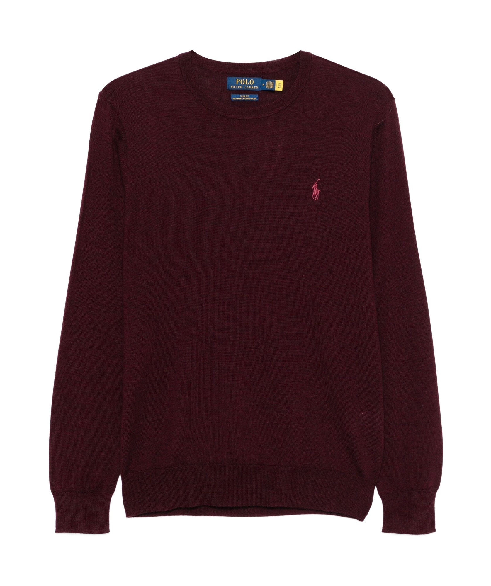 Polo Ralph Lauren Bordeaux Crewneck Sweater With Pony Logo Embroidered On The Front In Brown