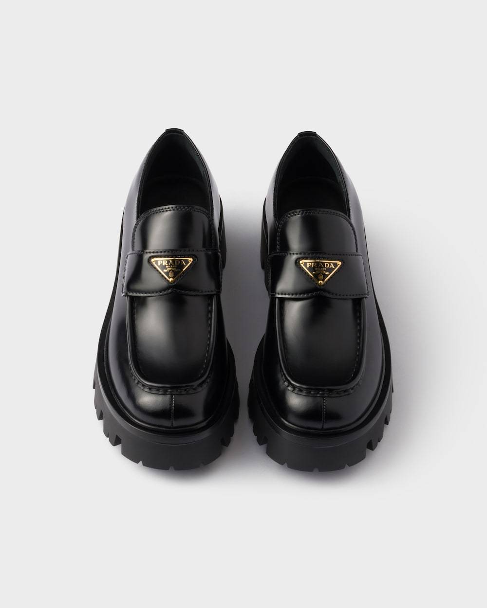 Prada Modern Loafers With Chunky Sole Design In Black