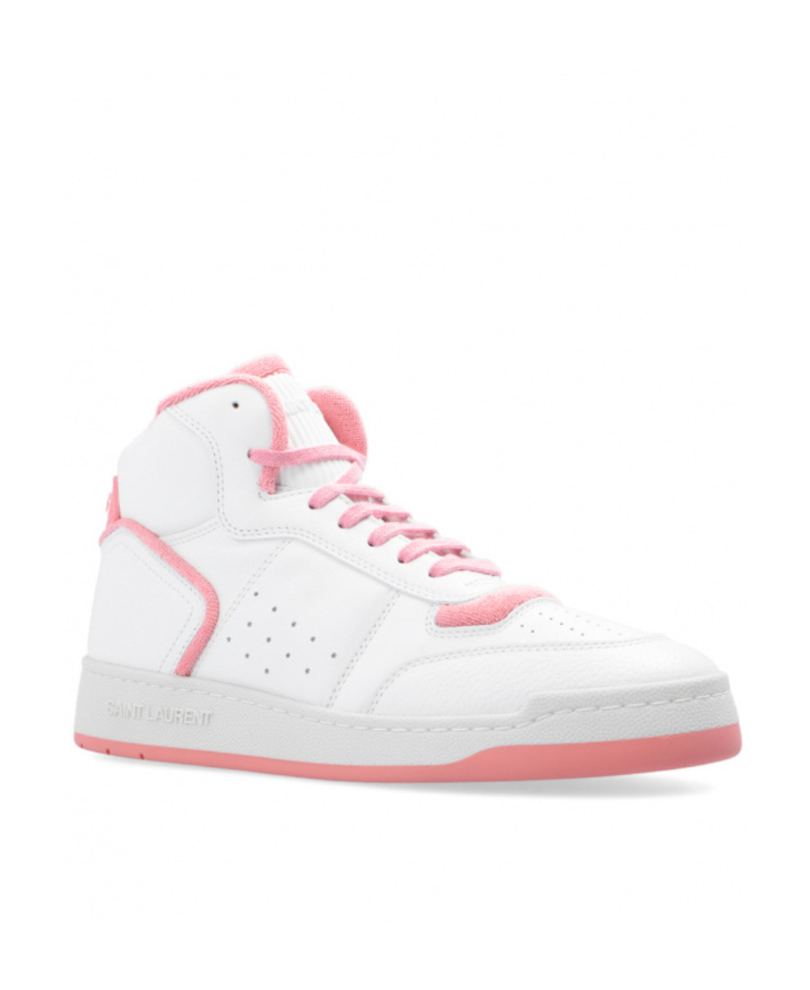 Saint Laurent High-top Leather Sneakers In White