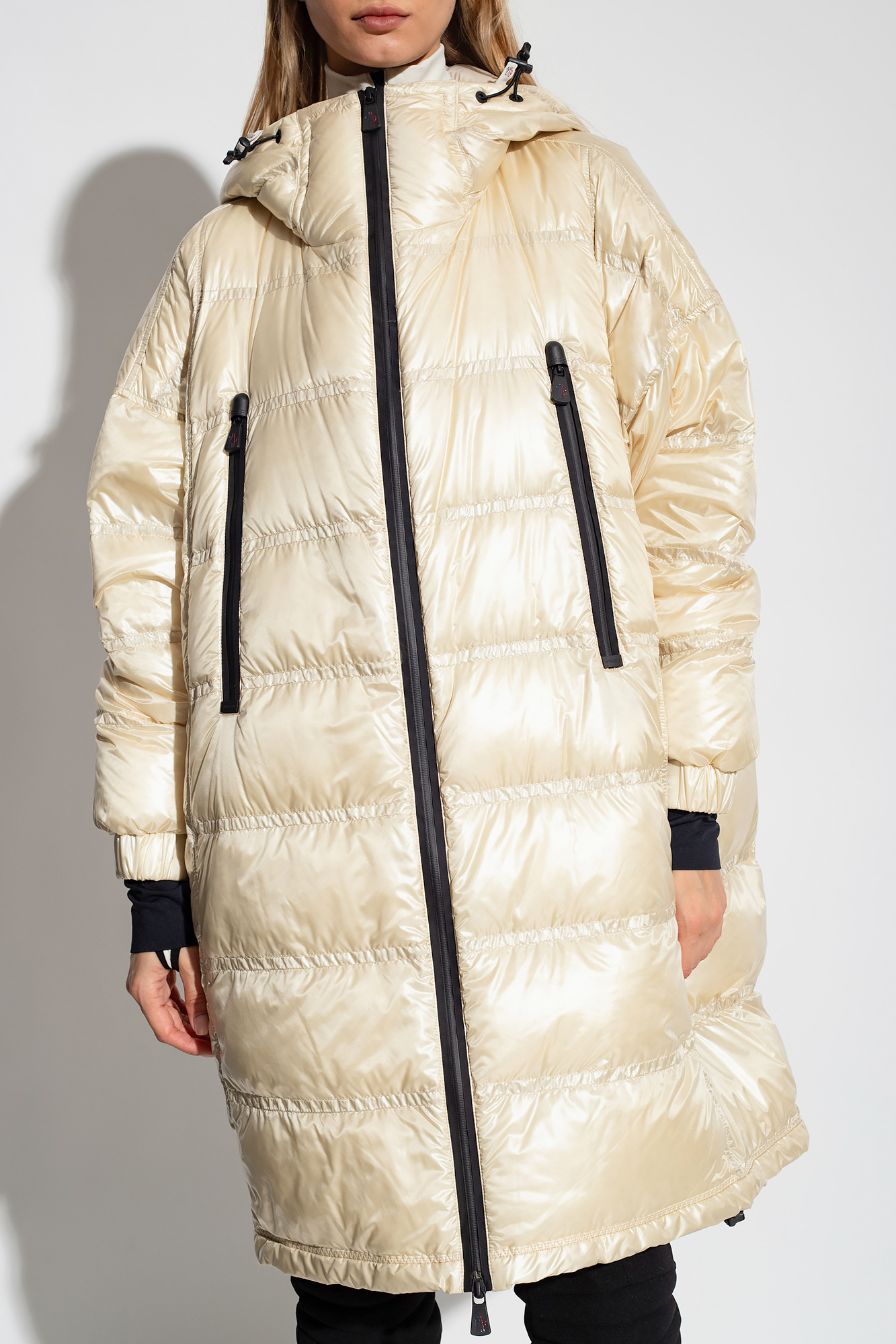 Moncler Grenoble Rochelairs Down Long Parka In Nude